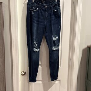 Judy Blue Dark Blue Distressed Skinny Jeans